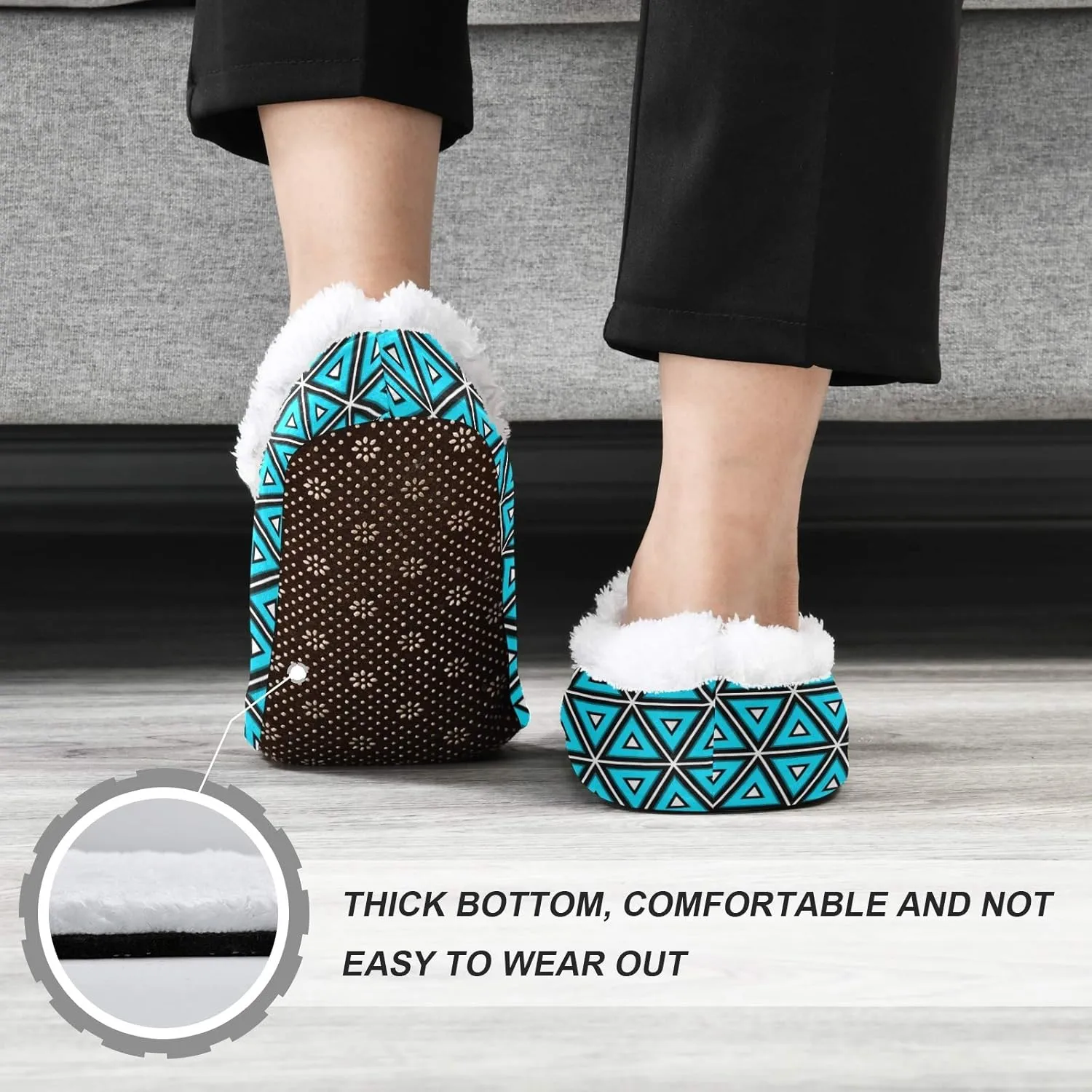 Winter House Slippers for Women/Men with Abstract Fruits Pattern Orange Element Cozy Fleece Slippers