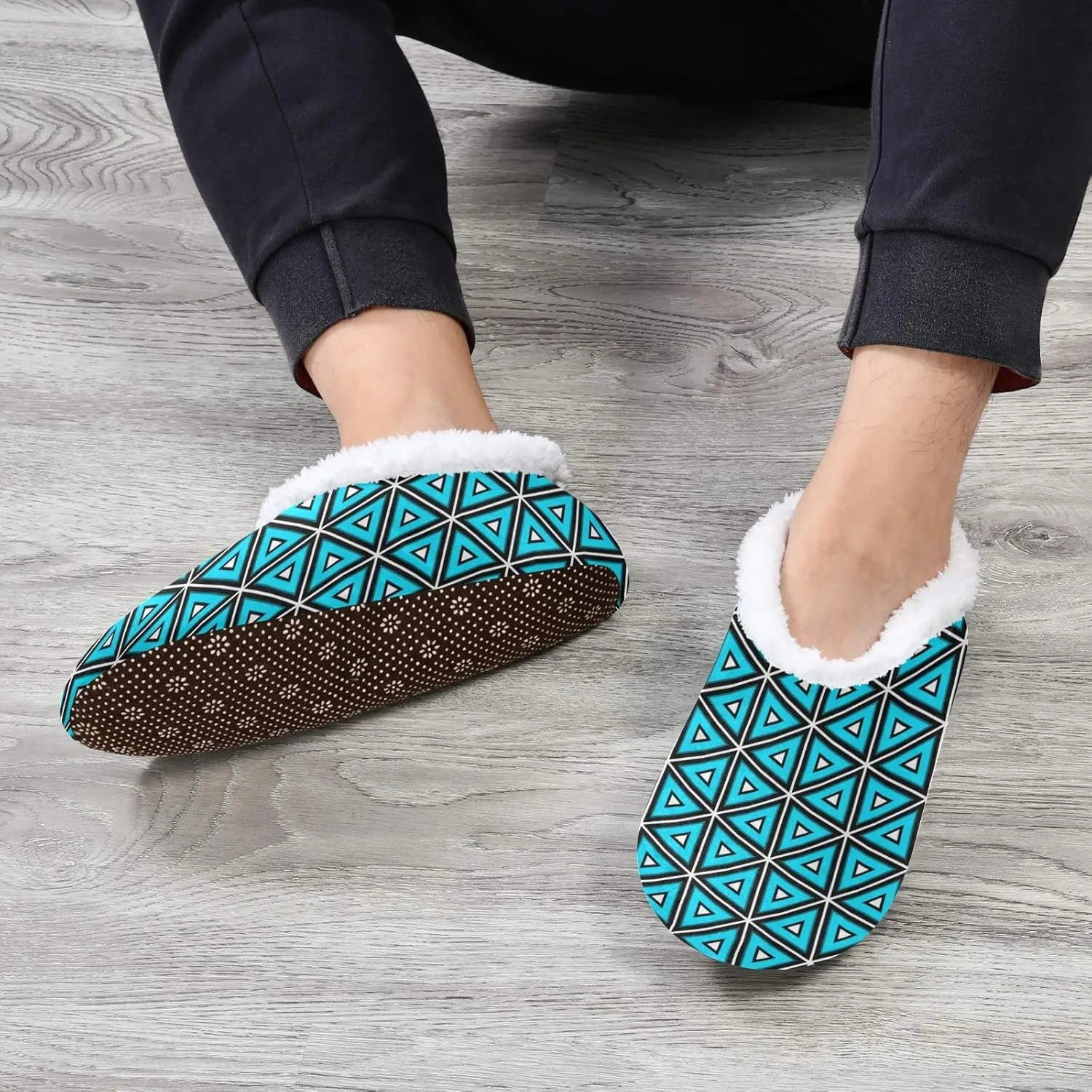 Winter House Slippers for Women/Men with Abstract Fruits Pattern Orange Element Cozy Fleece Slippers