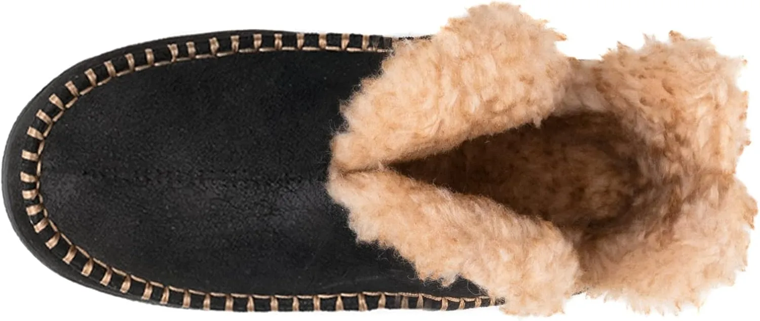 Wishcotton Men's Moccasin Bootie Slippers With Cozy Memory Foam, Winter Warm Fuzzy Indoor Outdoor House Shoes