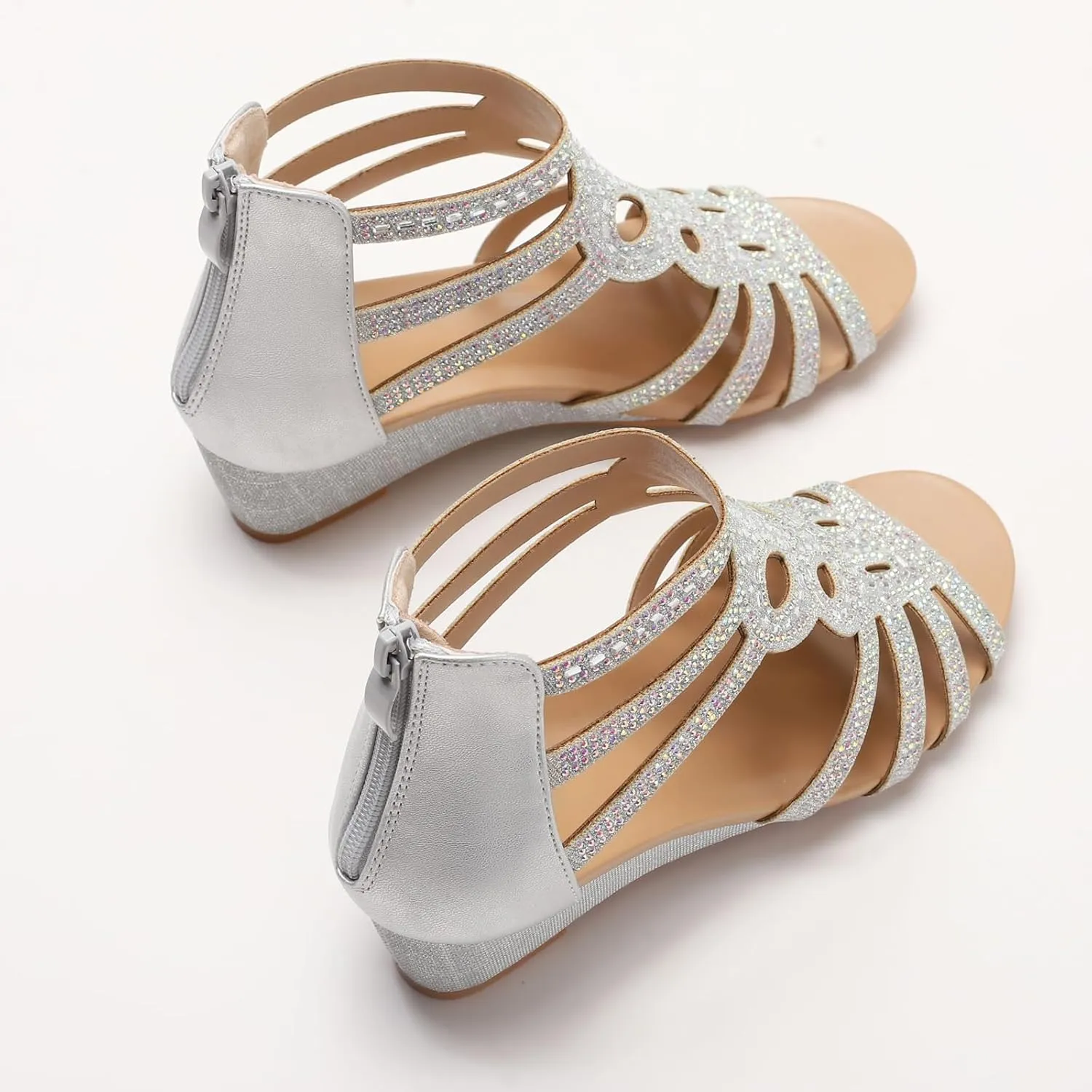 WOJWSKI Women's Slide Wedge Sandal Open Toe High Heel Zipper Back Platform