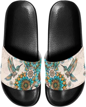 Women Casual Non-slip Slide Sandals, Open Toe House Sole Slipper Comfy Flat Slides Slipper for Bathroom Beach