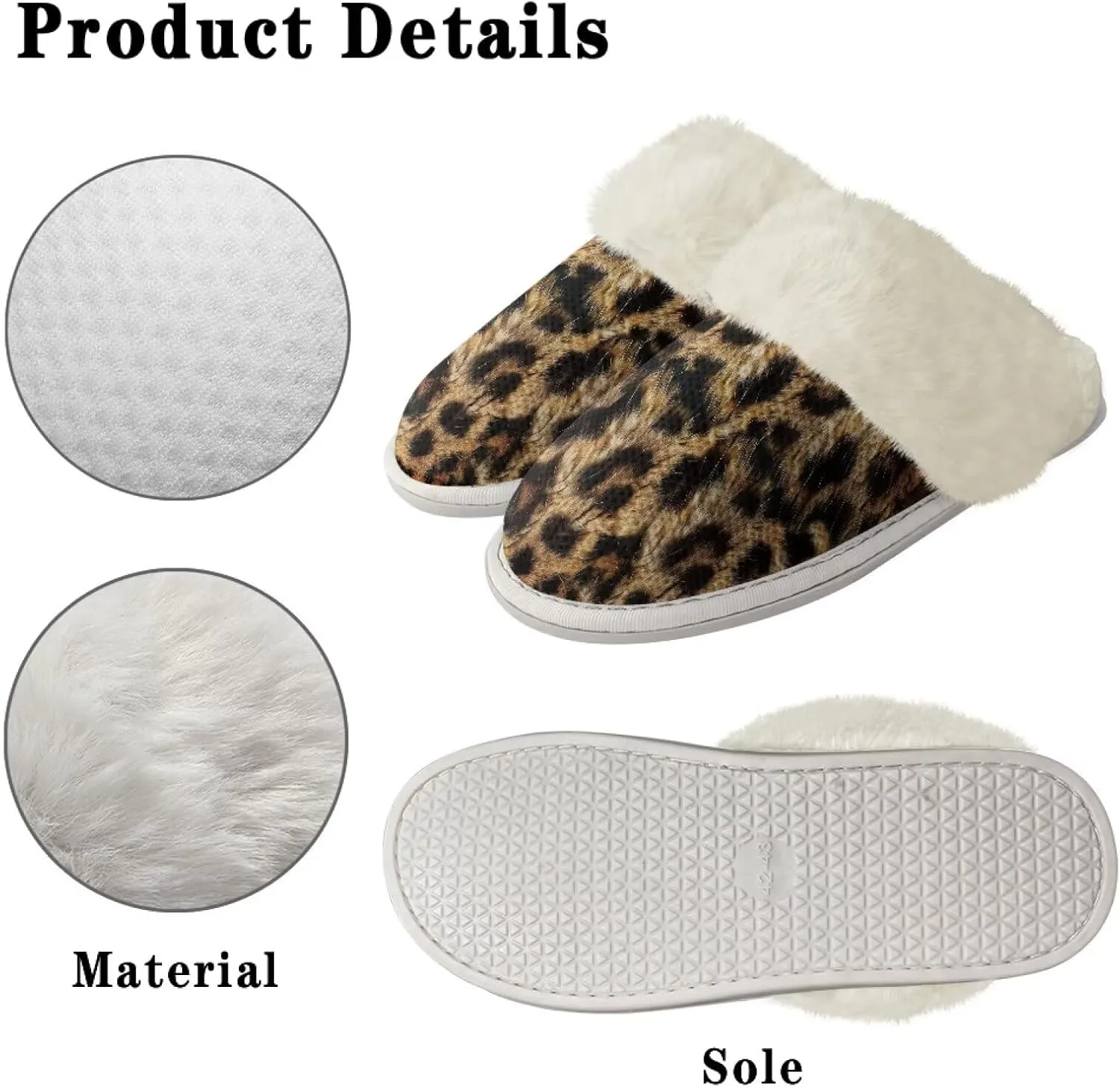 Women Novelty Print Fuzzy Slippers Winter Casual Slip-on Indoor Shoes Warm Cozy House Slipper Bedroom Slippers