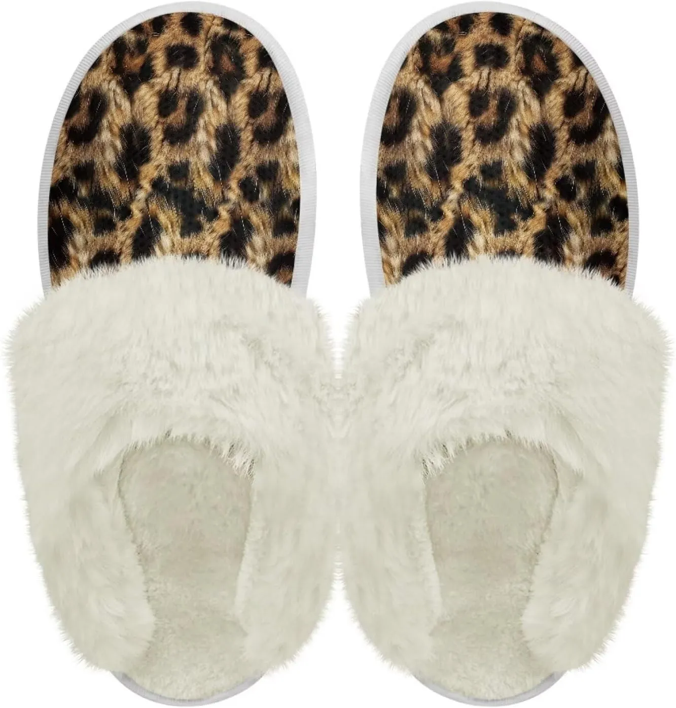 Women Novelty Print Fuzzy Slippers Winter Casual Slip-on Indoor Shoes Warm Cozy House Slipper Bedroom Slippers