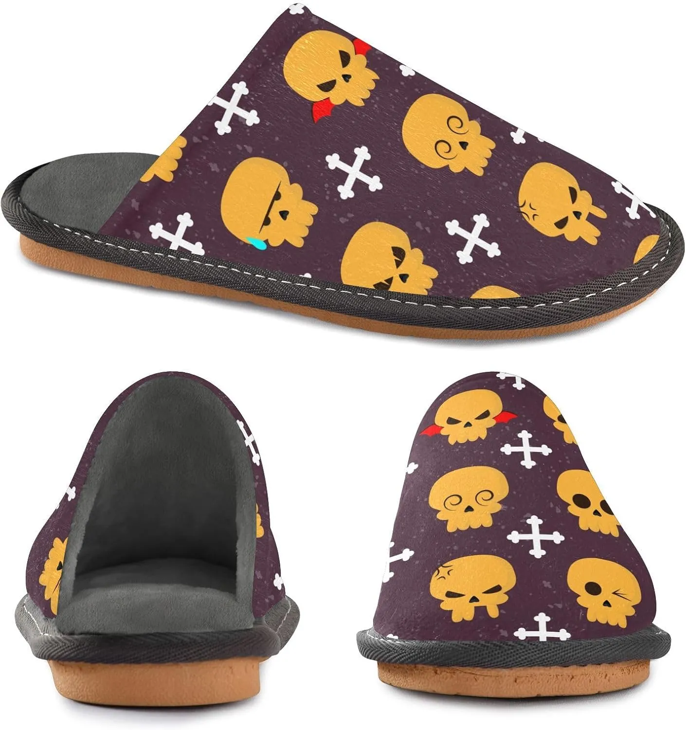 Women Slippers Halloween Home Slippers For Women Indoor Memory Foam Slippers House Slippers Cozy Slippers Women Seamless Skull