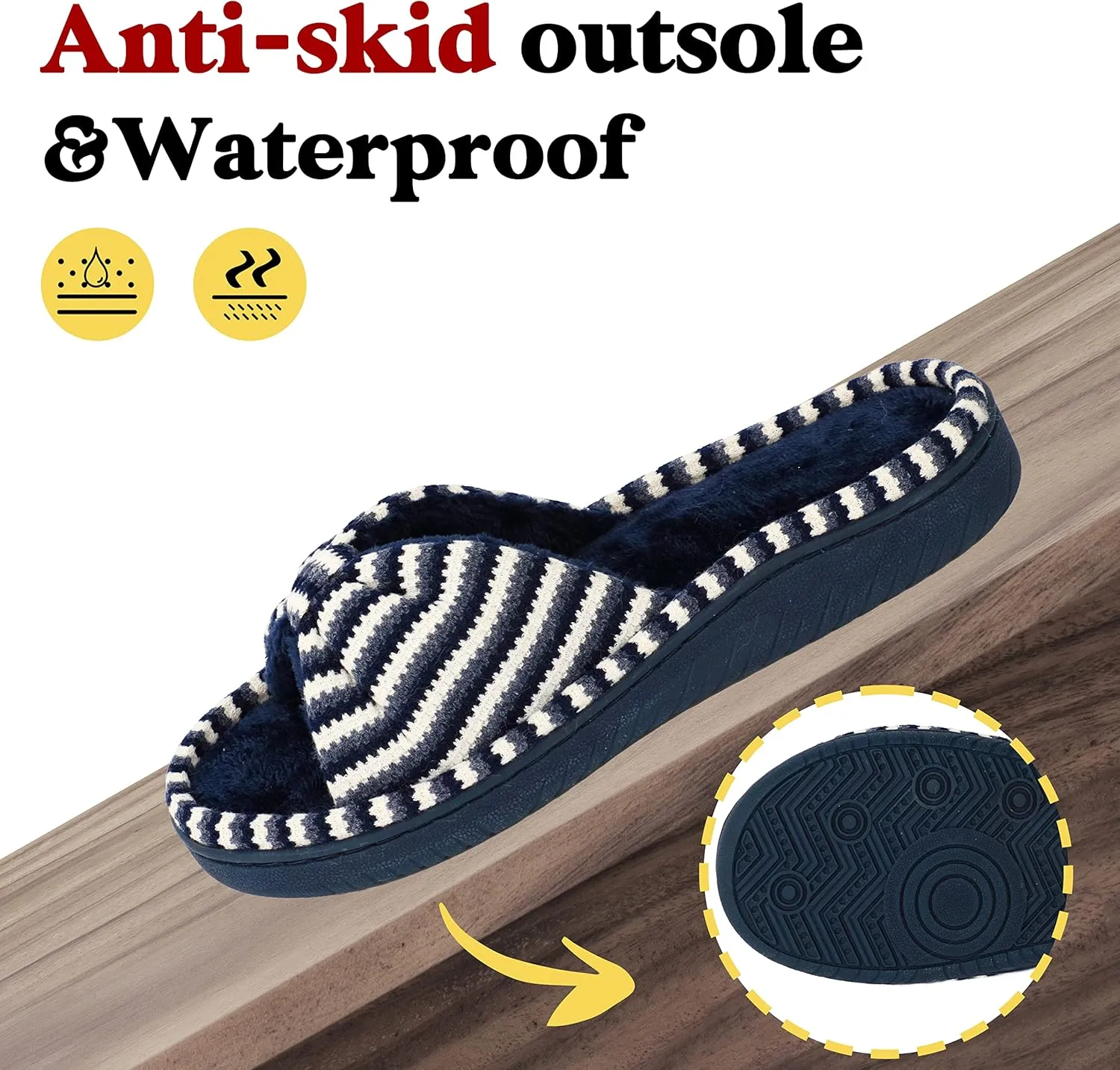 Women Summer Slippers Open Toe Slippers Memory Foam Anti-slip House Shoes Indoor Outdoor Christmas Gifts