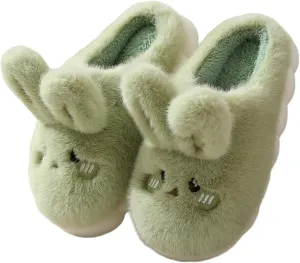 Women's & Men's Warm Plush Rabbit Slippers - Adult Cotton Indoor Non-Slip Home Thick Bottom Slippers for Winter Warmth