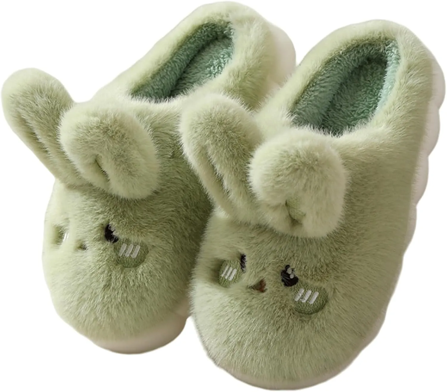 Women's & Men's Warm Plush Rabbit Slippers - Adult Cotton Indoor Non-Slip Home Thick Bottom Slippers for Winter Warmth