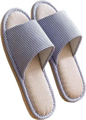 Women's And Men's Indoor Breathable Non-Slip Linen Slippers(Upgraded version)