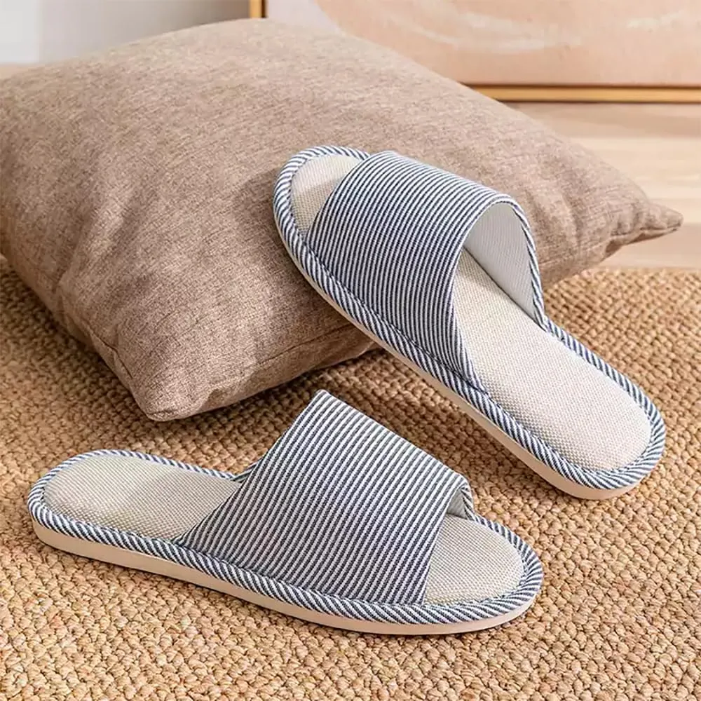 Women's And Men's Indoor Breathable Non-Slip Linen Slippers(Upgraded version)