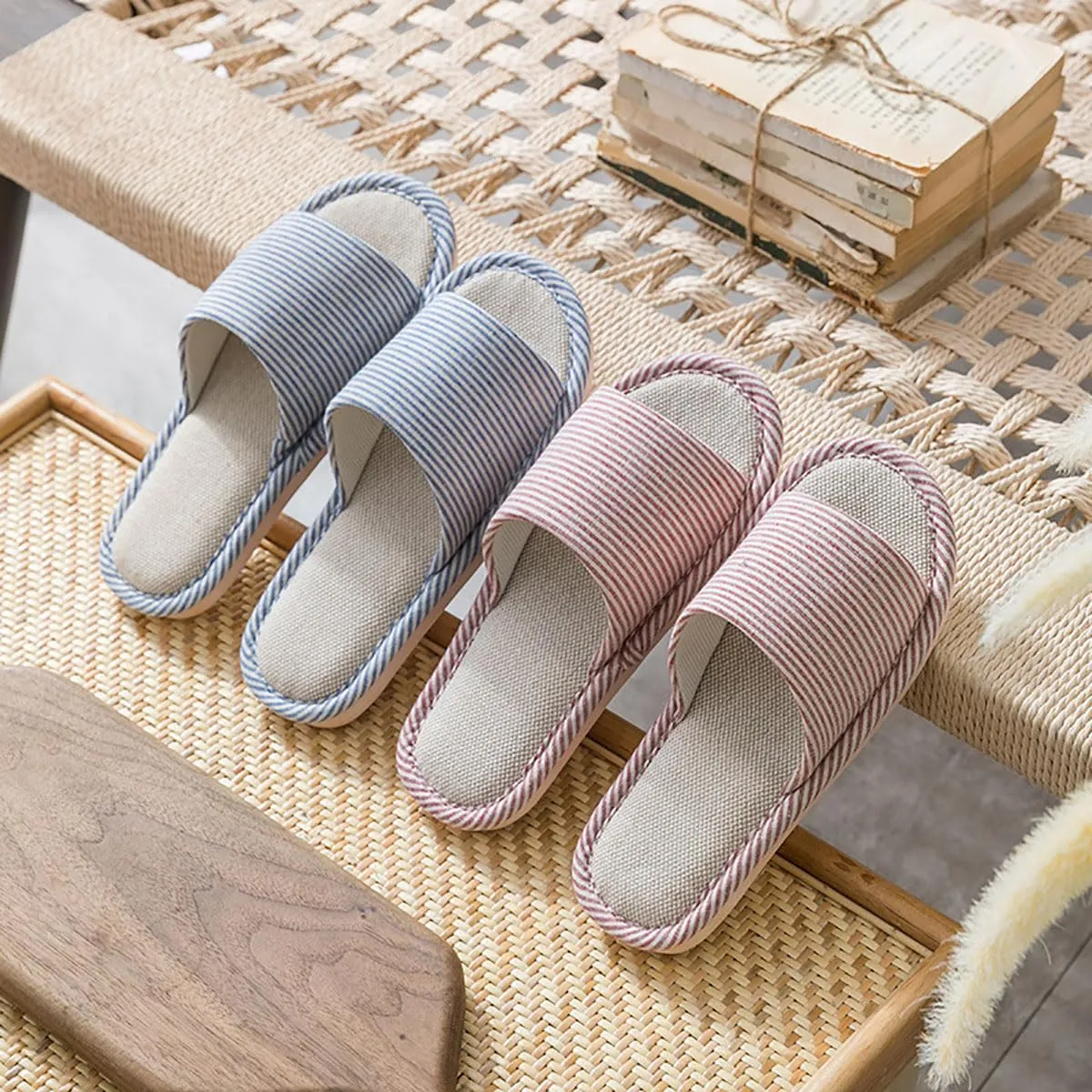 Women's And Men's Indoor Breathable Non-Slip Linen Slippers(Upgraded version)