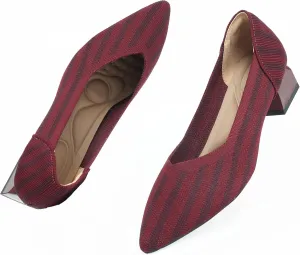 Women’s Chunky Low Block Heels Lightweight Knitted Shoe Slip on Loafers Orthotic Pumps