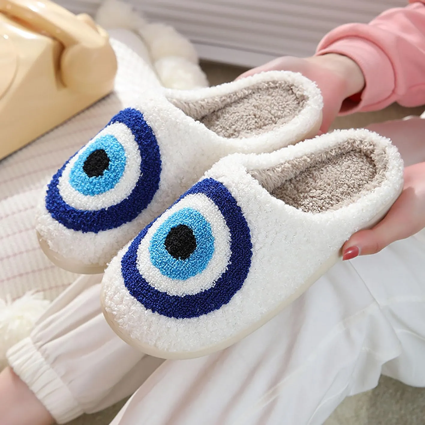 Women's Cute Strawberry Cherry Mushroom Cartoon Animal Cat Slippers - Cowboy Hat Boots - Happy Face Memory Foam Fluffy Cloud Indoor Household Couple Slippers