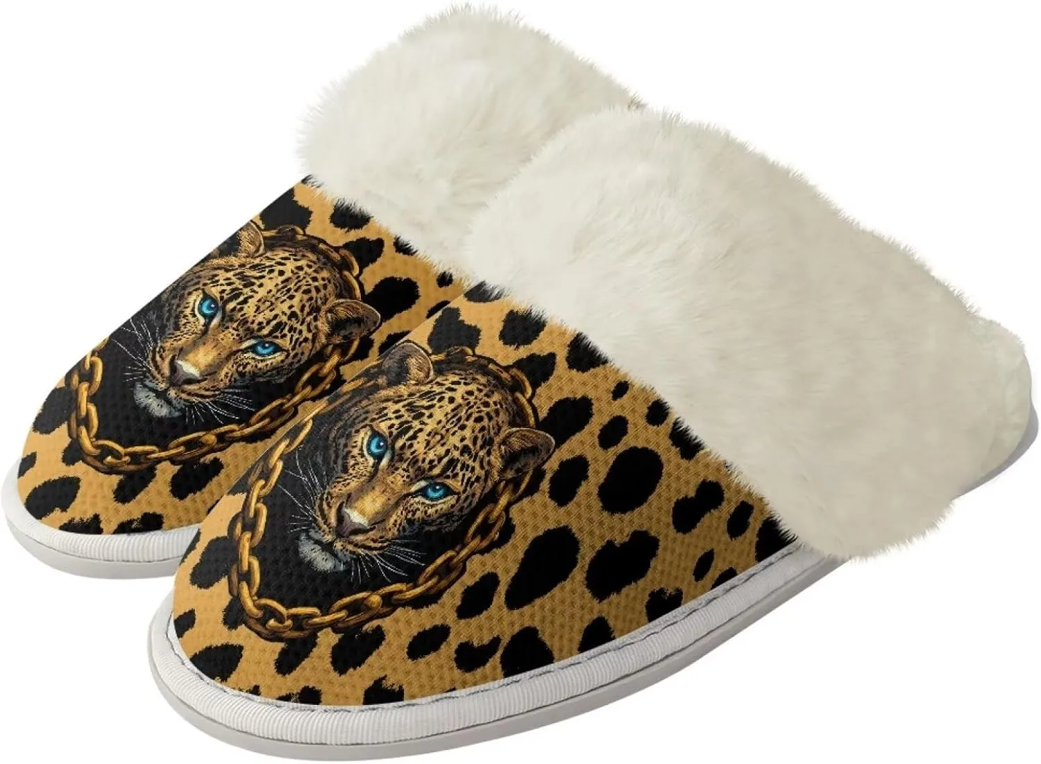 Women's Fuzzy Slippers Casual Slip On Soft Plush House Shoes with Non Skid Sole Comfortable Cotton Slipper Indoor Use for Spa Bath
