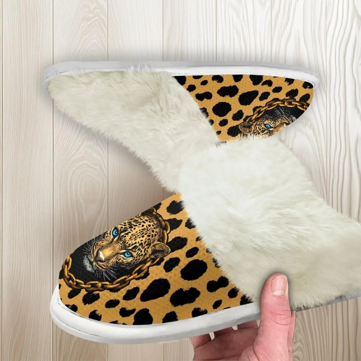 Women's Fuzzy Slippers Casual Slip On Soft Plush House Shoes with Non Skid Sole Comfortable Cotton Slipper Indoor Use for Spa Bath