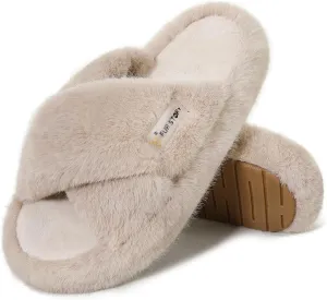 Women's House Slippers Fuzzy Platform Slides Faux Fur Fluffy Sandals Winter Memory Foam Cloud Footwear Latex Insoles