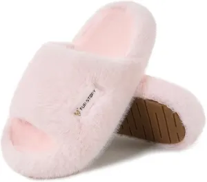 Women's House Slippers Fuzzy Platform Slides Faux Fur Fluffy Sandals Winter Memory Foam Cloud Footwear Latex Insoles