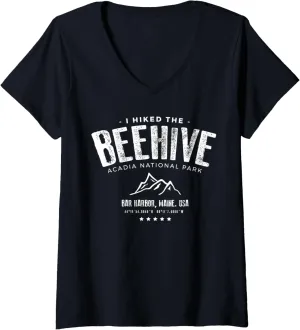 Womens I Hiked the Beehive Trail - Acadia National Park V-Neck T-Shirt