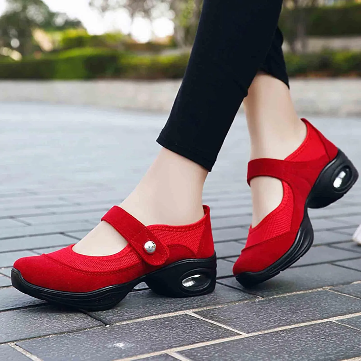 Women's Jazz Dance Shoes Sneakers Breathable Air Cushion Lady Split Sole Athletic Walking Dancing Shoes Platform