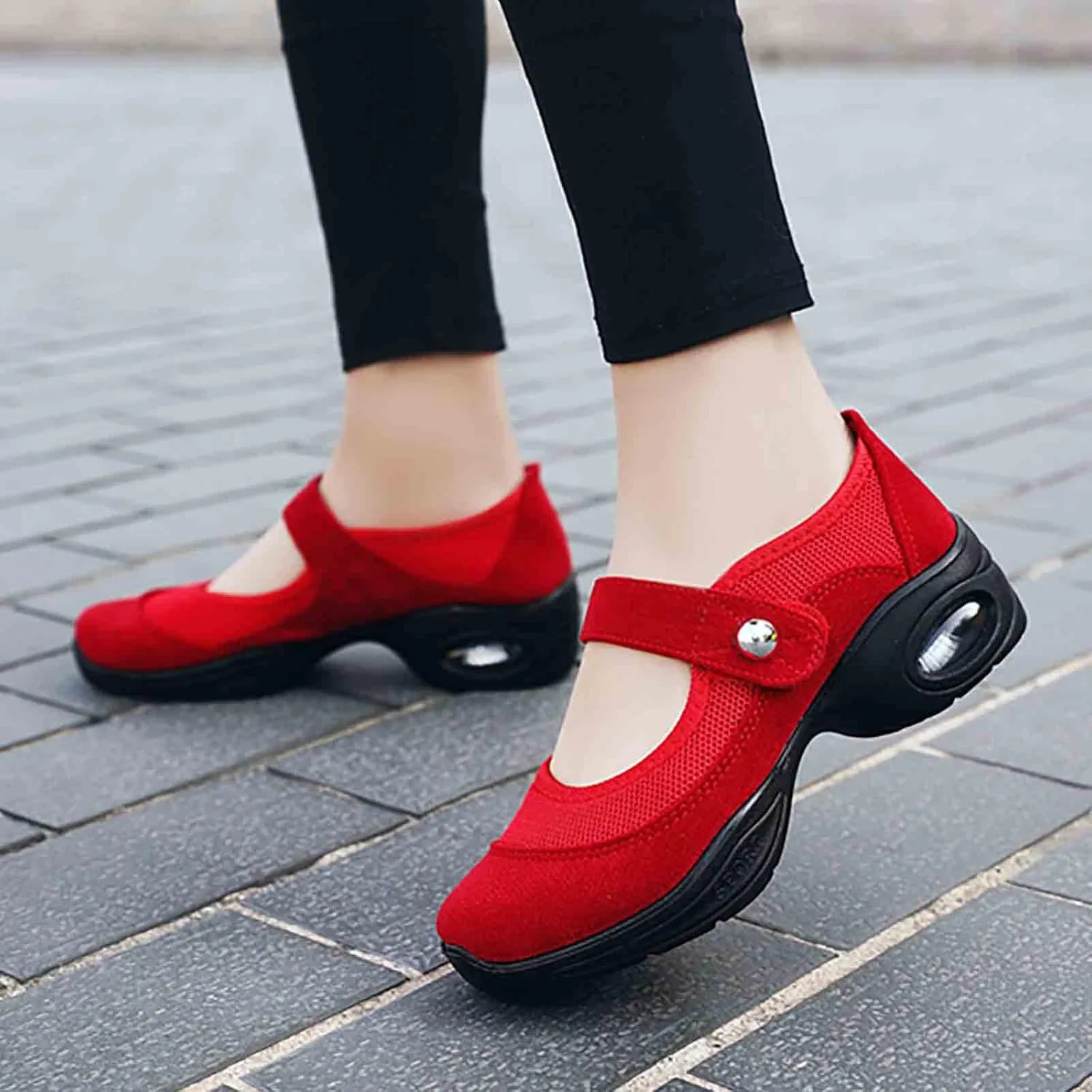 Women's Jazz Dance Shoes Sneakers Breathable Air Cushion Lady Split Sole Athletic Walking Dancing Shoes Platform