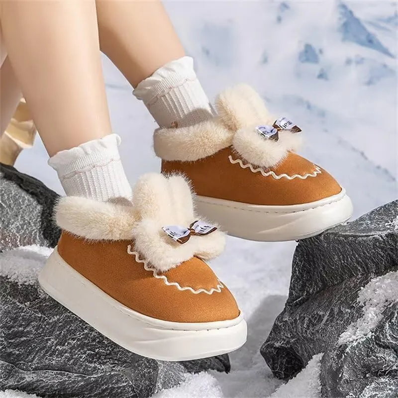 Women‘s Lovely Bowknot Warm Winter Shoes for Indoor Outdoor Bedroom Street Walking