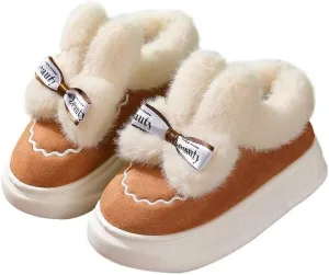 Women‘s Lovely Bowknot Warm Winter Shoes for Indoor Outdoor Bedroom Street Walking