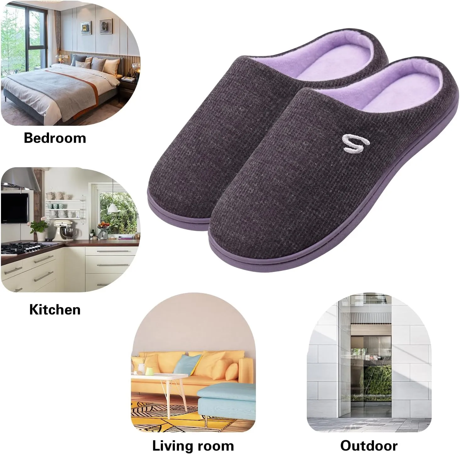 Women's Memory Foam Slipper, Soft House Slippers for Women Indoor Outdoor