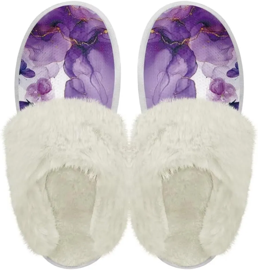 Womens Mens Fuzzy Slippers Lightweight Non-Slip House Shoes Indoor Outdoor Slipper