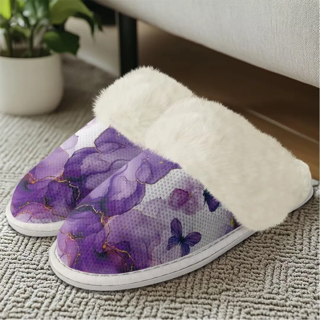 Womens Mens Fuzzy Slippers Lightweight Non-Slip House Shoes Indoor Outdoor Slipper