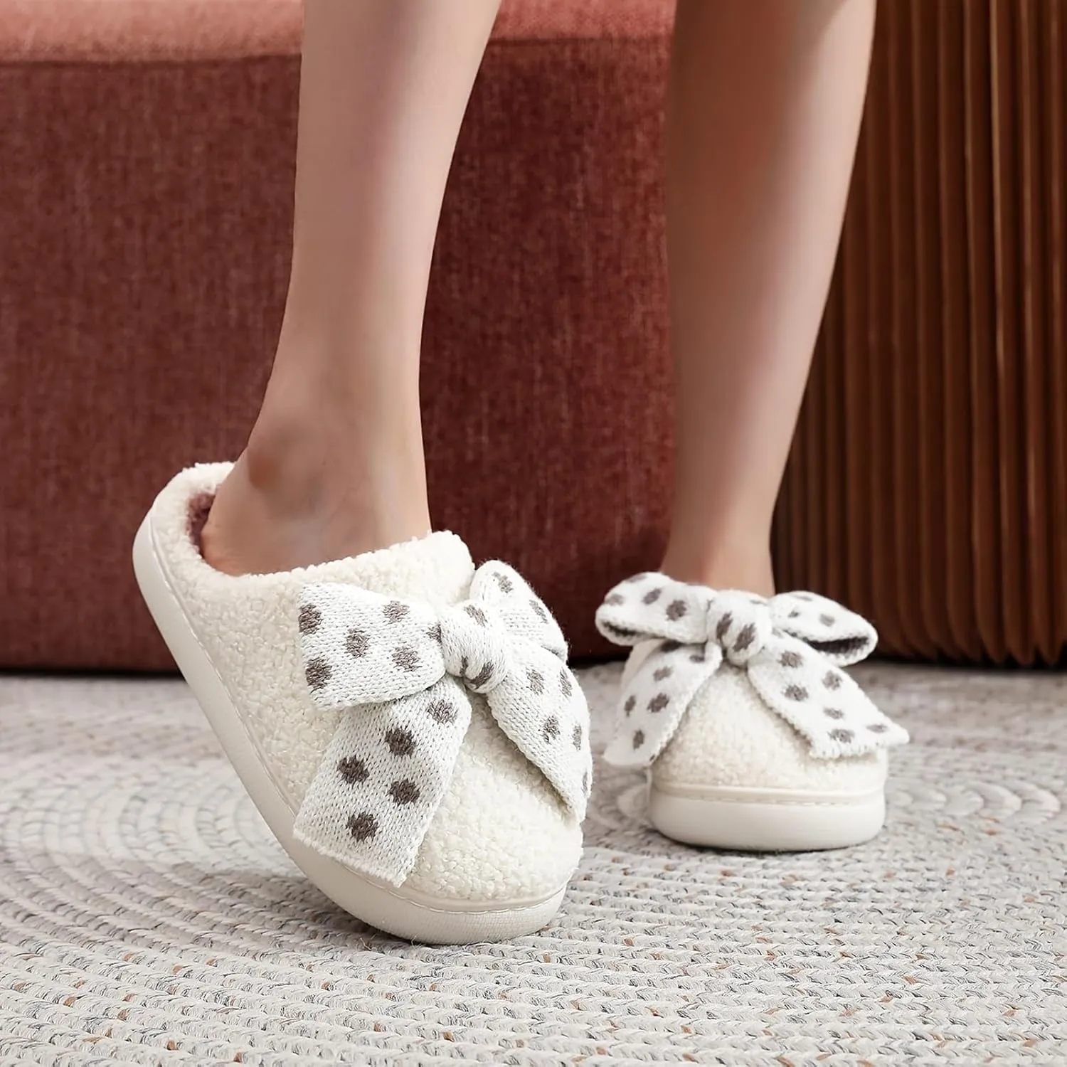 Womens Mens Plant Animal Fruit Slippers Retro Cozy Fluffy Plush Slipper Embroidered printing Warm Memory Foam Indoor Outdoor House Shoes