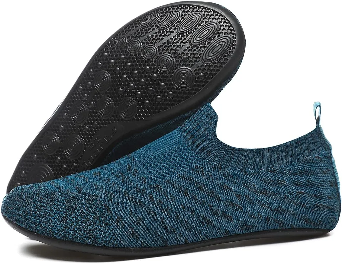 Womens Mens Slippers with Rubber Sole Ultra-Lightweight House Slipper Socks Around House Shoes Non Slip Indoor&Outdoor