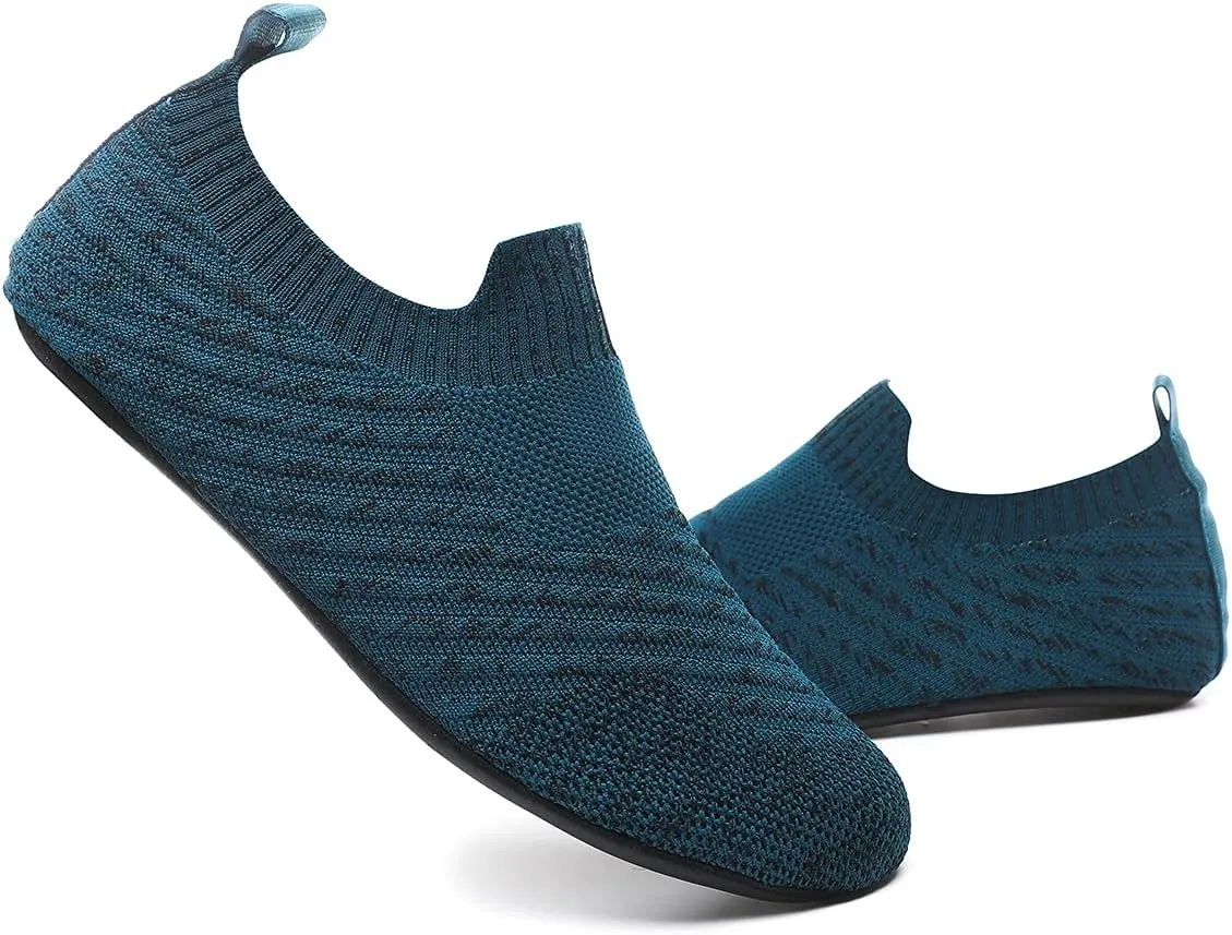 Womens Mens Slippers with Rubber Sole Ultra-Lightweight House Slipper Socks Around House Shoes Non Slip Indoor&Outdoor