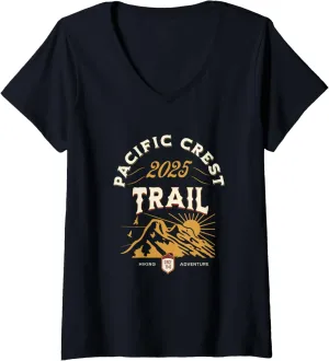 Womens Pacific Crest Trail PCT 2025 Thru Hiking V-Neck T-Shirt