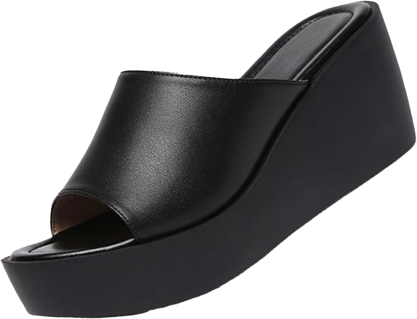 Women's Platform Wedge Sandals Comfortable Slip-On Open-Toe Sandals Outdoor Non-Slip Casual Sandals Slippers