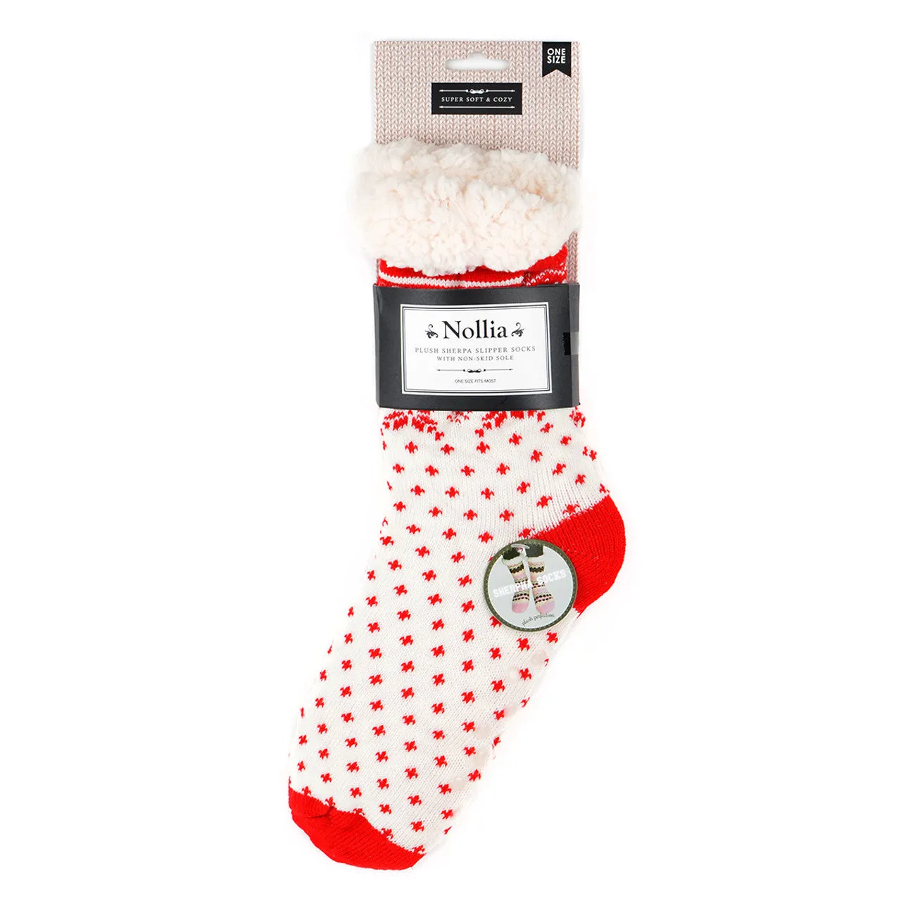 Women's Plush Fleece Lined Sherpa Slipper Socks Snowflakes Design Fluffy Socks Warm Socks Fuzzy Socks