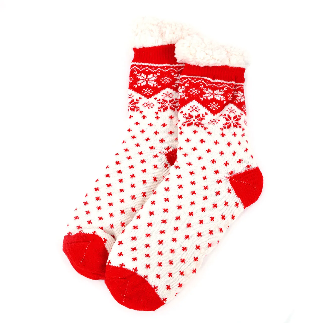 Women's Plush Fleece Lined Sherpa Slipper Socks Snowflakes Design Fluffy Socks Warm Socks Fuzzy Socks