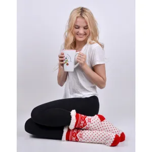 Women's Plush Fleece Lined Sherpa Slipper Socks Snowflakes Design Fluffy Socks Warm Socks Fuzzy Socks