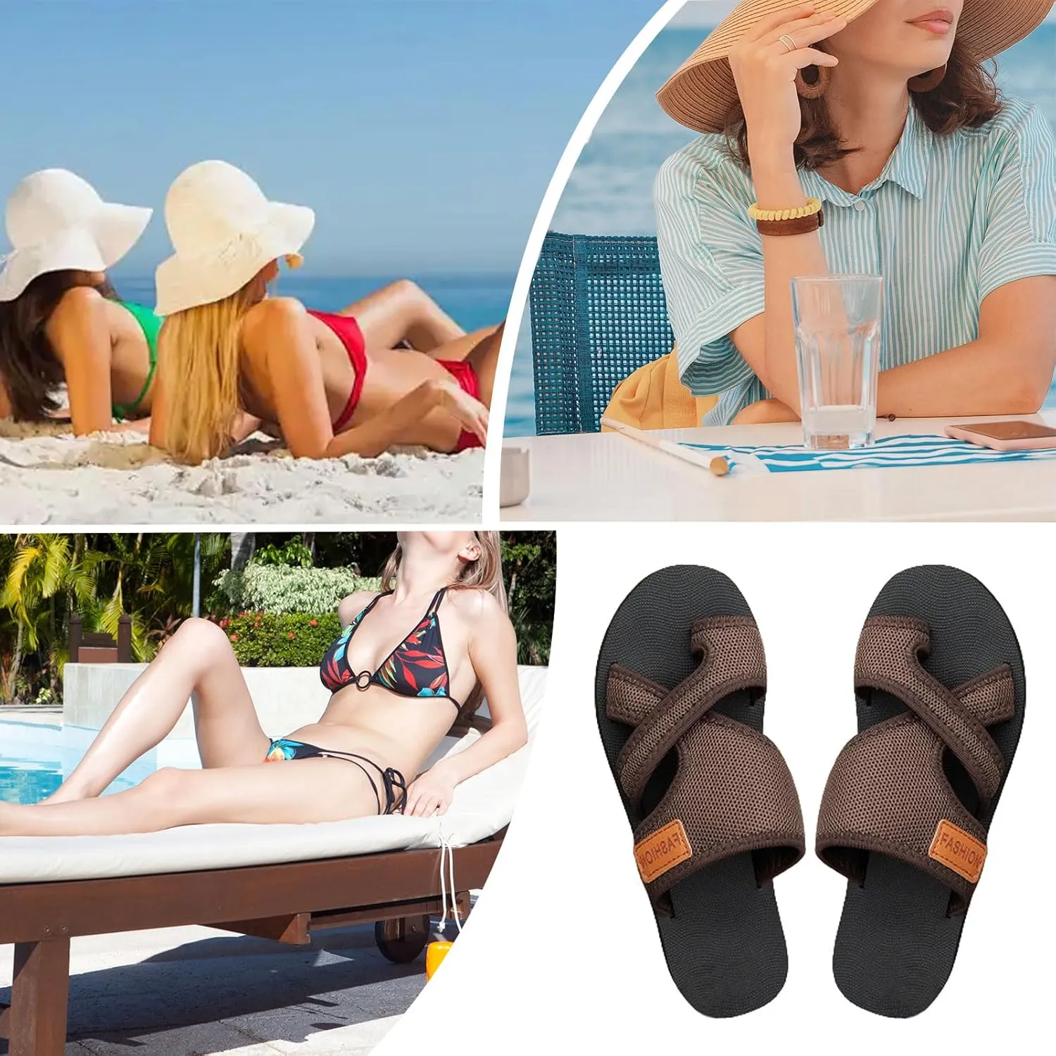 Womens Slide Sandals with Arch Support Breathable Mesh Hollow with Toe Loop Summer Casual Flats Slippers Orthotic Orthopedic Lightweight Comfortable Athletic Plantar Fasciitis Sandal Flip Flops