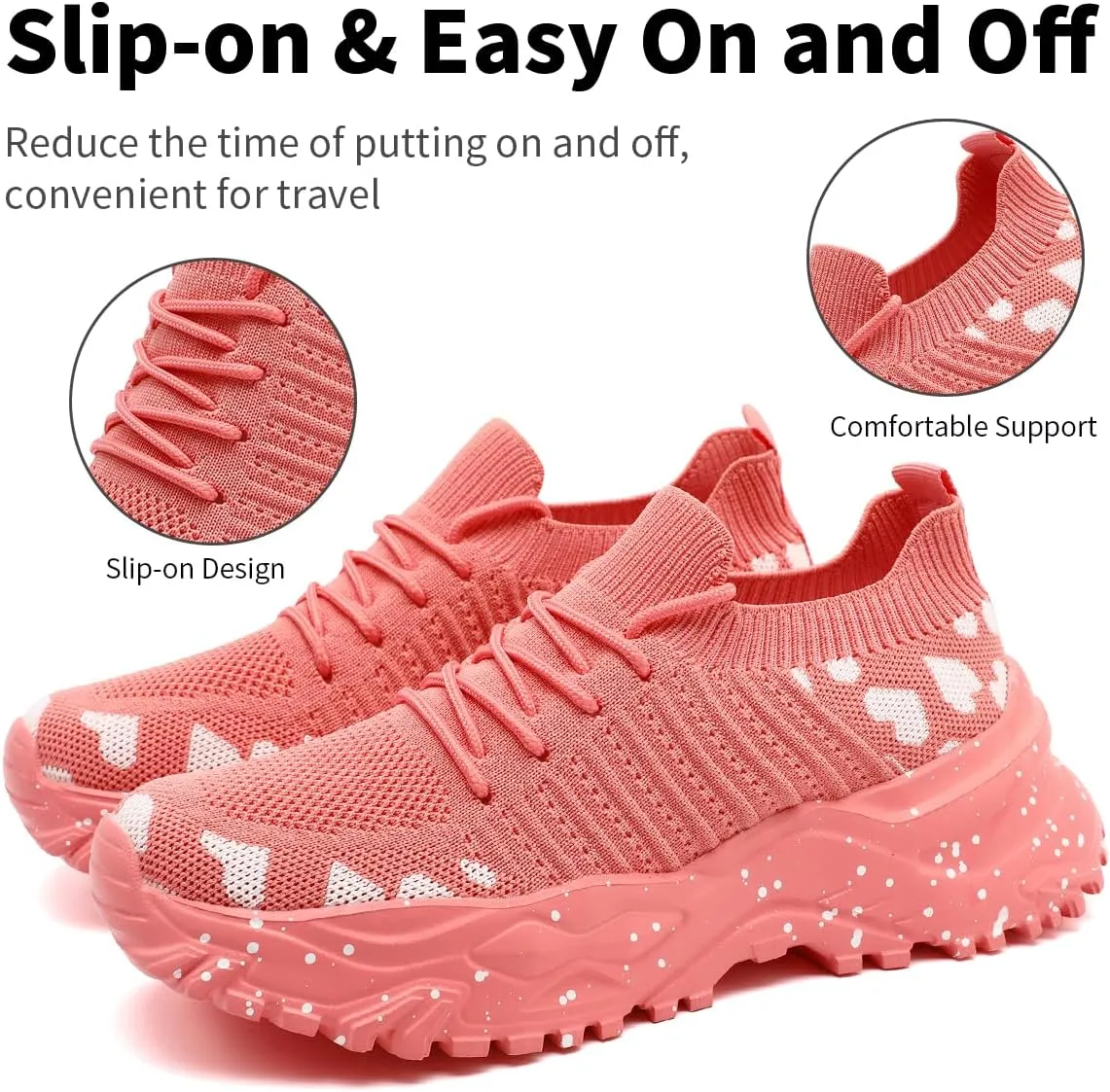 Women's Slip On Walking Shoes Lightweight Breathable Comfortable Tennis Sneakers for Workout Gym Cross Training Casual Platform Fashion Sneaker