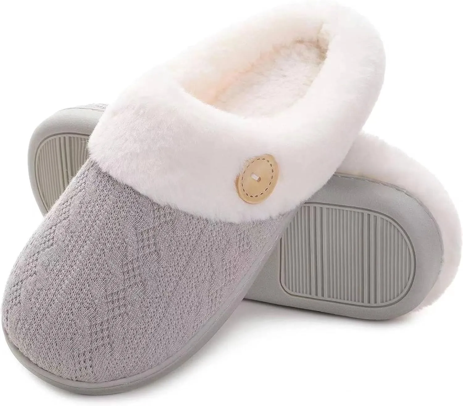 Womens Slipper Comfy Memory Foam House Slippers Warm Plush Bedroom Shoes with Faux Fur Lining Indoor Outdoor Slippers