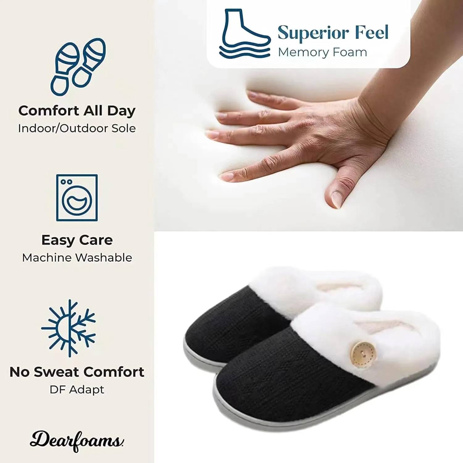 Womens Slipper Comfy Memory Foam House Slippers Warm Plush Bedroom Shoes with Faux Fur Lining Indoor Outdoor Slippers