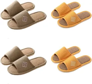 Womens Slipper Home Slippers Men,4 Pairs House Slippers for Guest Washable Indoor Slippers