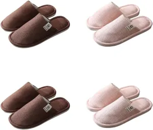 Womens Slipper Home Slippers,4 Pairs Spa Slippers Non Slip Disposable Slippers for Guest Washable Bedroom Slippers Hotel Slipper Travel Slippers