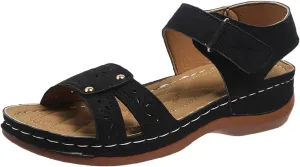 Womens Summer Sandals Open Toe Wedge Heel Ankle Strap Orthopedic Sandal with Arch Support Outdoor Comfortable Shoes