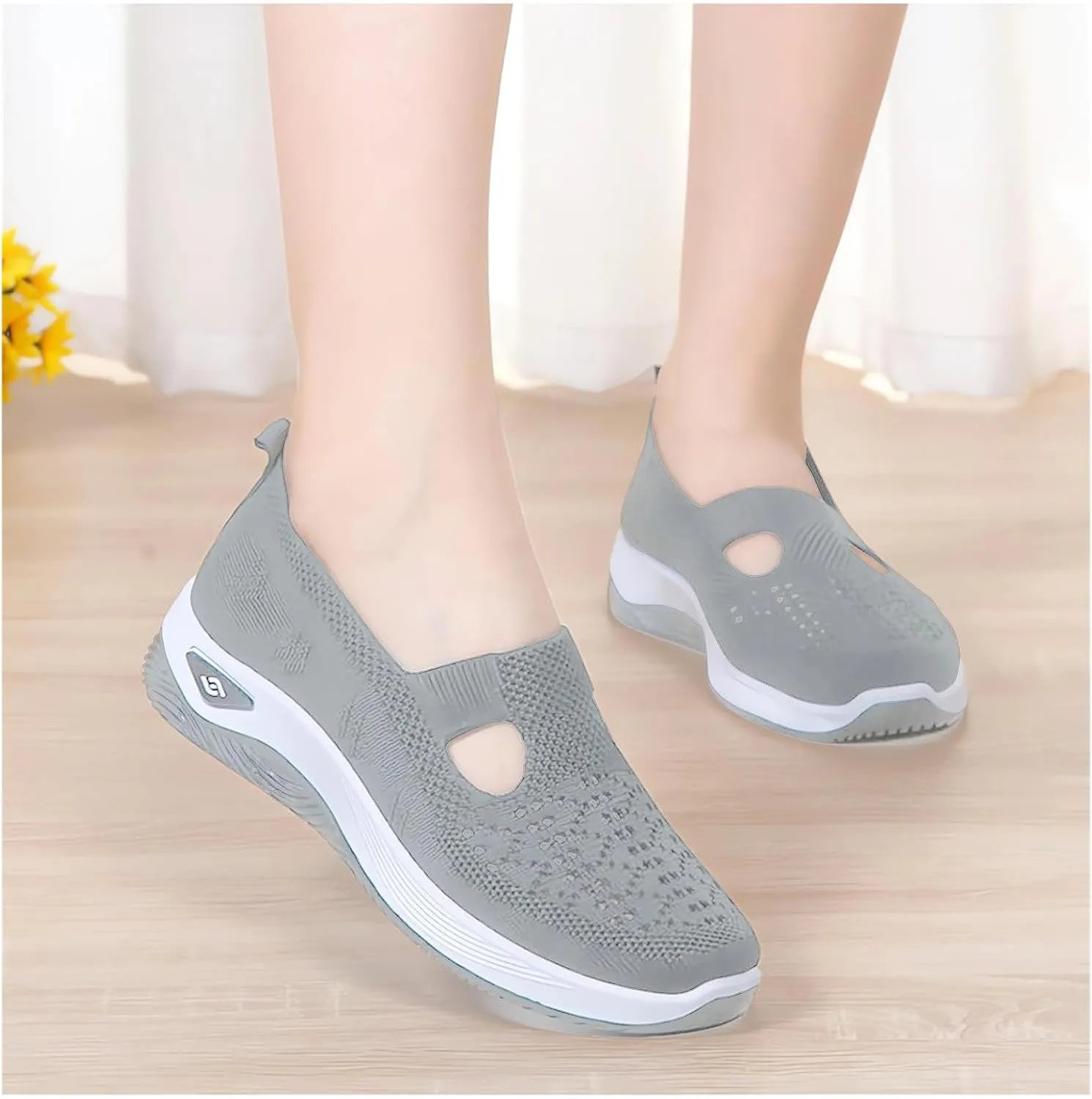 Women's Walking Sneakers Summer Breathable Mesh Slip-On Walk Shoes Trendy Comfortable Orthopedic Sneaker Casual Athletic Running Jogger Shoes