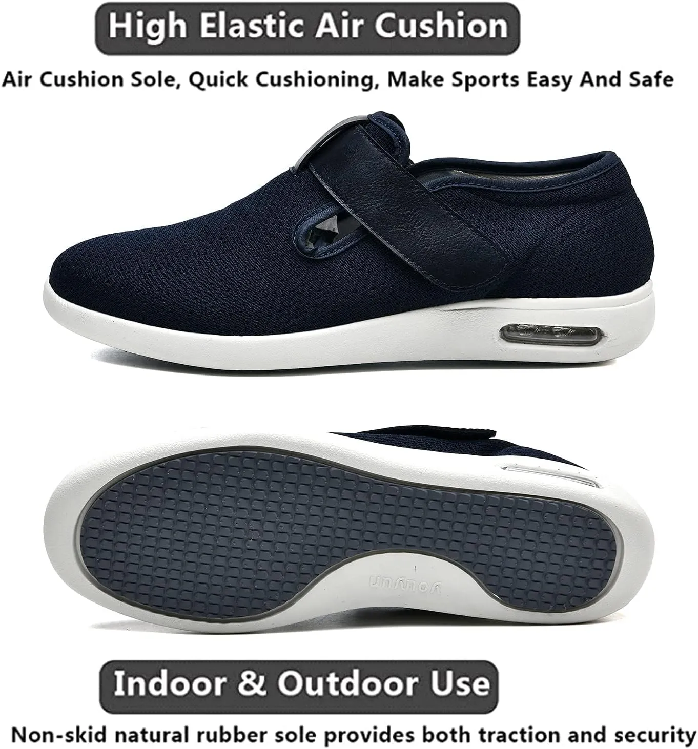 Womens Wide Width Diabetic Shoes Lightweight Breathable for Diabetic Edema Plantar Fasciitis Bunions Arthritis Elderly Swollen Feet Navy
