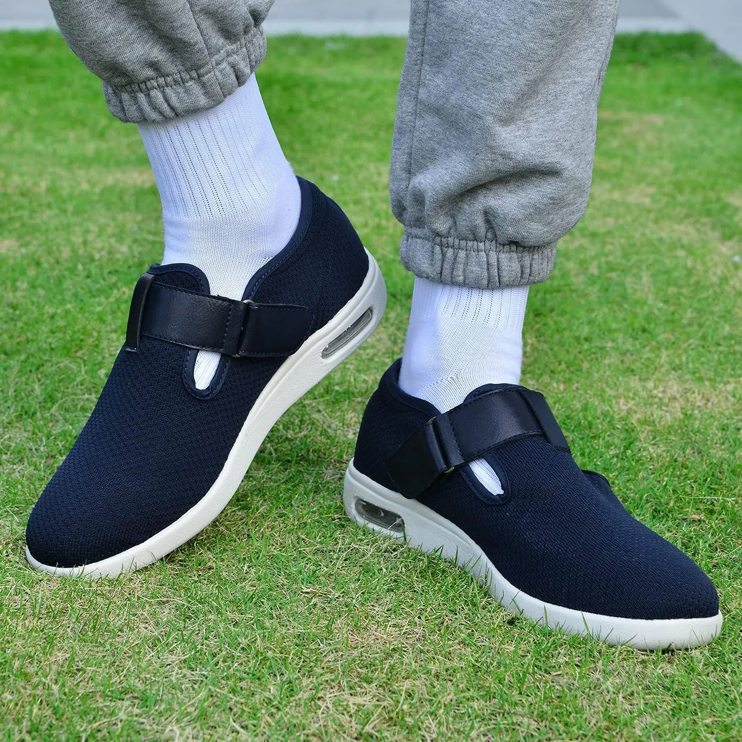 Womens Wide Width Diabetic Shoes Lightweight Breathable for Diabetic Edema Plantar Fasciitis Bunions Arthritis Elderly Swollen Feet Navy