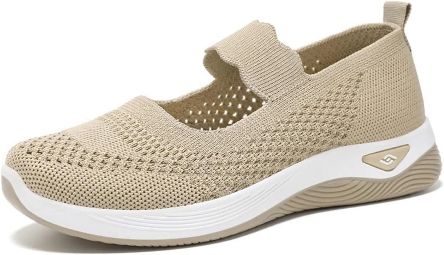 Women's Woven Orthopedic Sneakers Summer Breathable Mesh Hollow Out Soft Sole Walking Shoes Casual Lightweight Slip on Sneakers Comfortable Nurse Flats with Arch Support