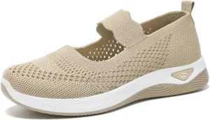 Women's Woven Orthopedic Sneakers Summer Breathable Mesh Hollow Out Soft Sole Walking Shoes Casual Lightweight Slip on Sneakers Comfortable Nurse Flats with Arch Support