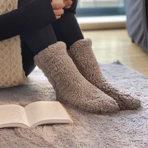 Woolly Slipper Socks Brown