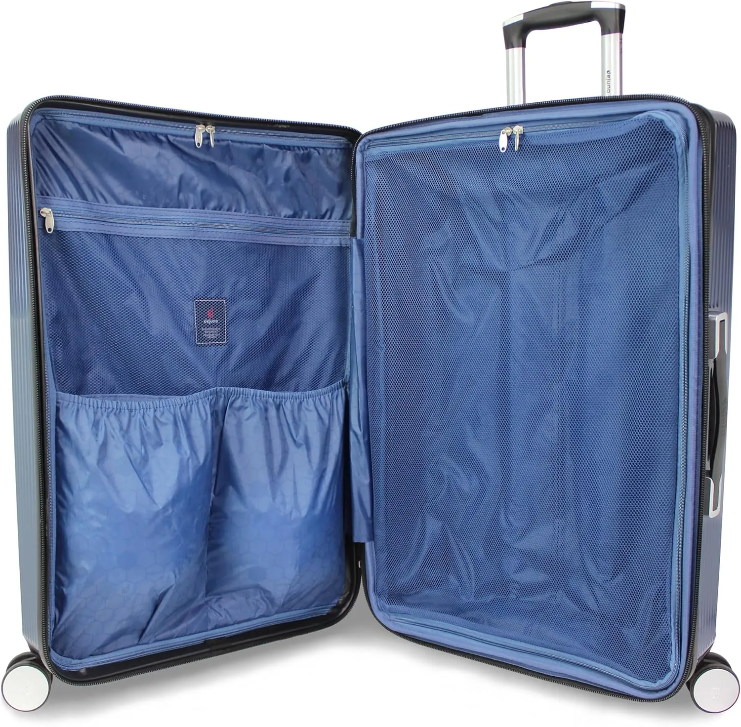 World Traveler Dejuno Monarch Lightweight Hardside Polycarbonate Expandable Spinner Luggage with TSA Lock, Iron Blue, 30-inch